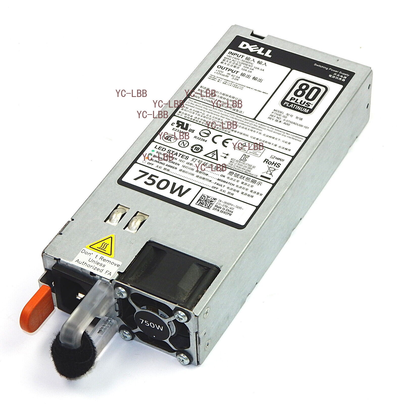 Genuine Dell 750W 80 Plus Power Supply 6W2PW CWKMX For Poweredge R620 R720 R730