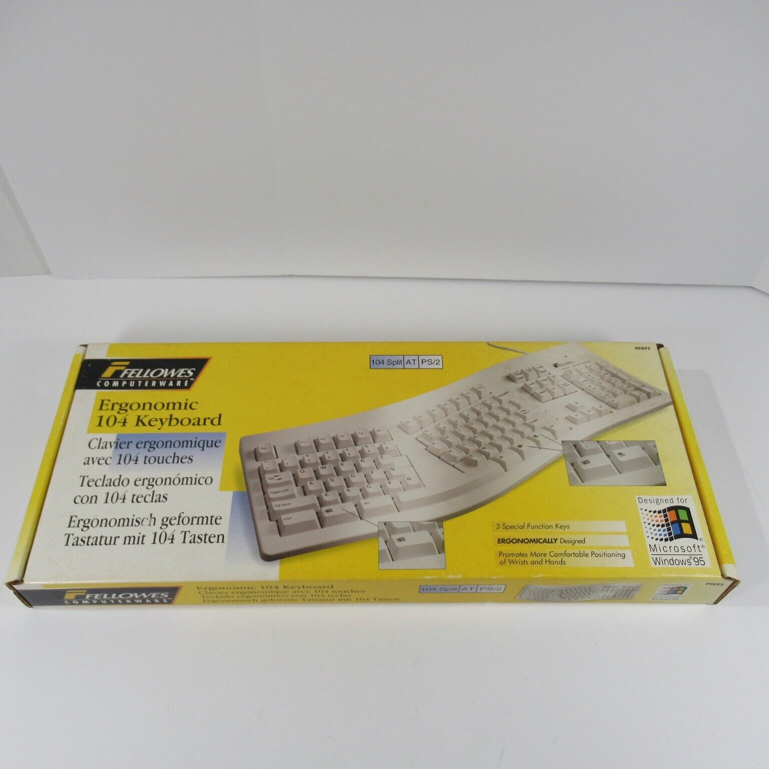 Fellowes Computerware Ergonomic USB Keyboard  KU-99893 for Microsoft Windows 95