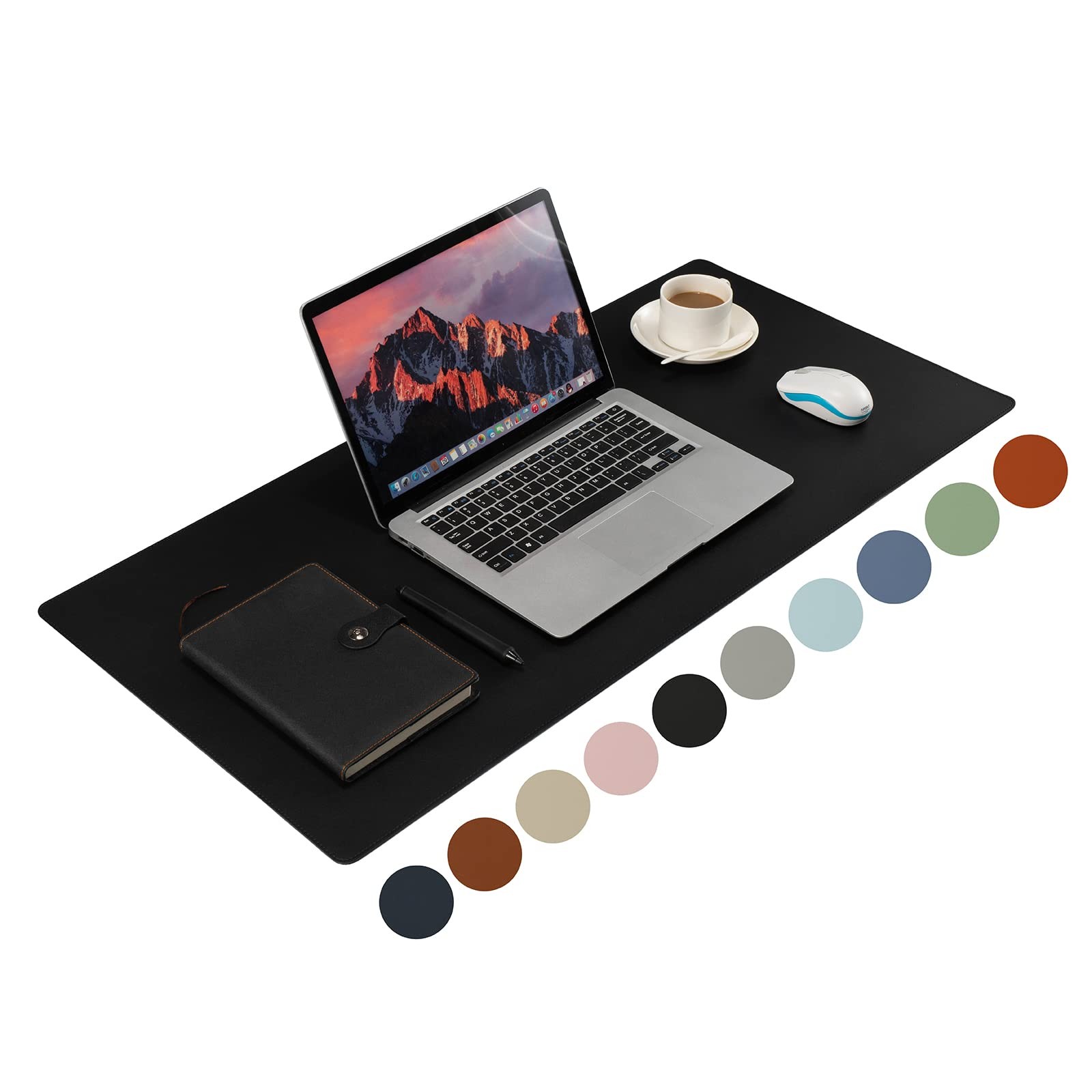 Leather Desk Pad,36x17 inch Large Pad,Waterproof Non-Slip Writing Desk Blotte...