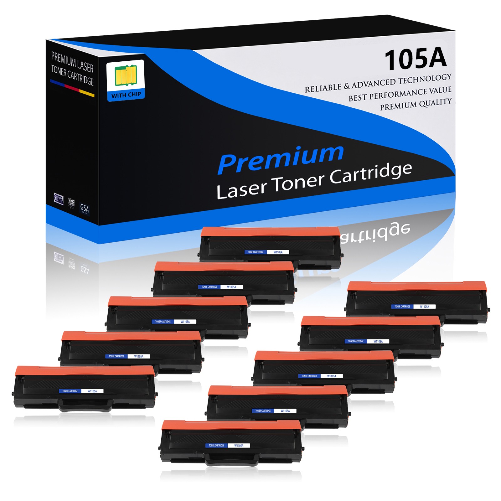 10PK Black W1105A 105A Toner For HP LaserJet 107a 107r 107w MFP 137fnw 135w 135a