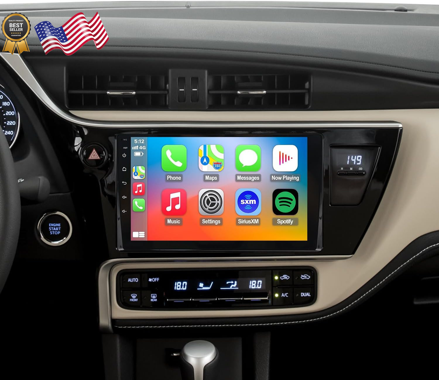 QLED Radio for Toyota Corolla 2017 2018 2019 Upgrade,Touch Screen Stereo Repl...