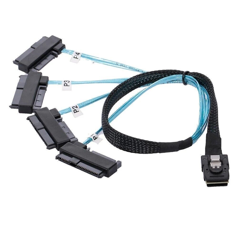 36Pin Mini SAS SFF-8087 Host to 4 SFF-8482 Target SAS Hard Disk and SATA Power