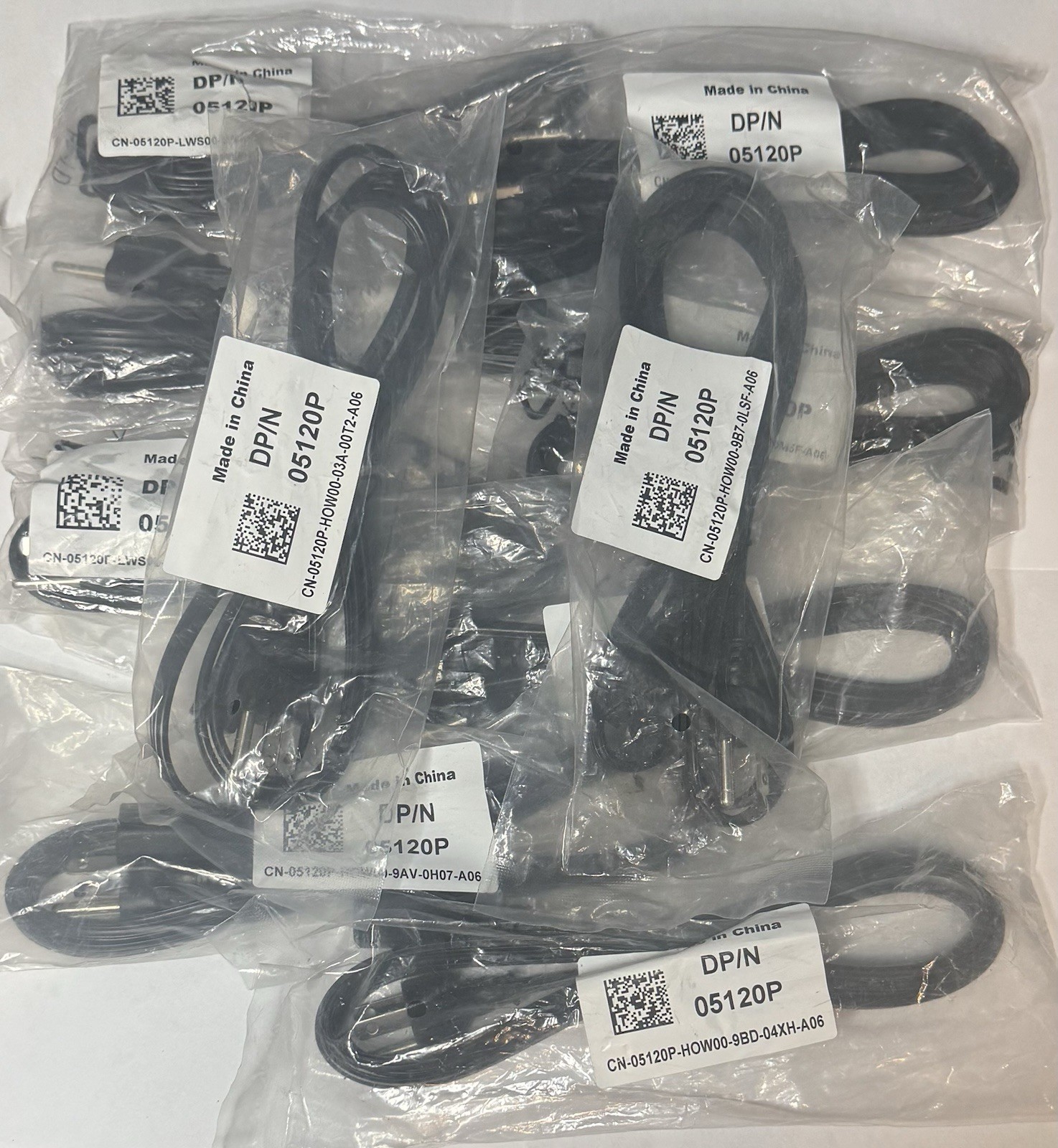 Mixed Lot of 10 Genuine DELL 6ft AC 3-Prong Black Power Cord Cable 05120P