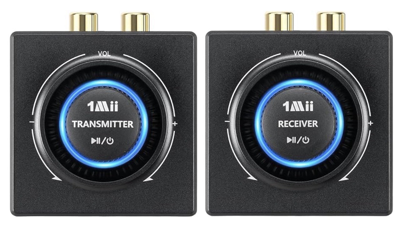 1Mii B07Set Wireless Audio Transmitter Receiver 2.4GHz RCA AUX 25ms 262ft (120)