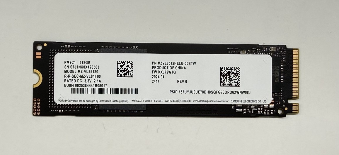 SAMSUNG 512GB SSD - PM9C1 M.2 2280 NVMe PCIe MZ-VL85120 MZVL8512HELU