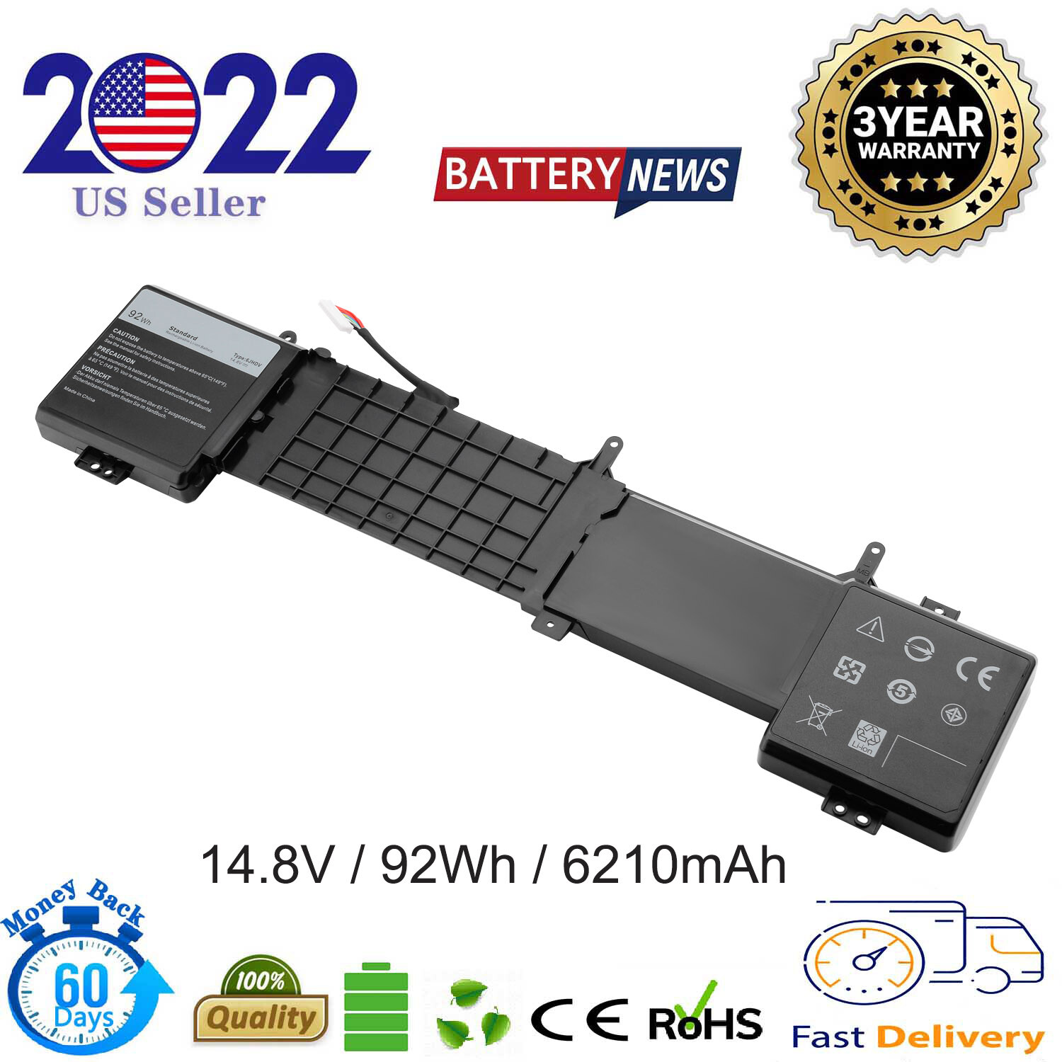 6JHDV Laptop Battery for Dell ANW17-2136SLV AW17R3-4175SLV AW17R3-7092SLV 6JHCY