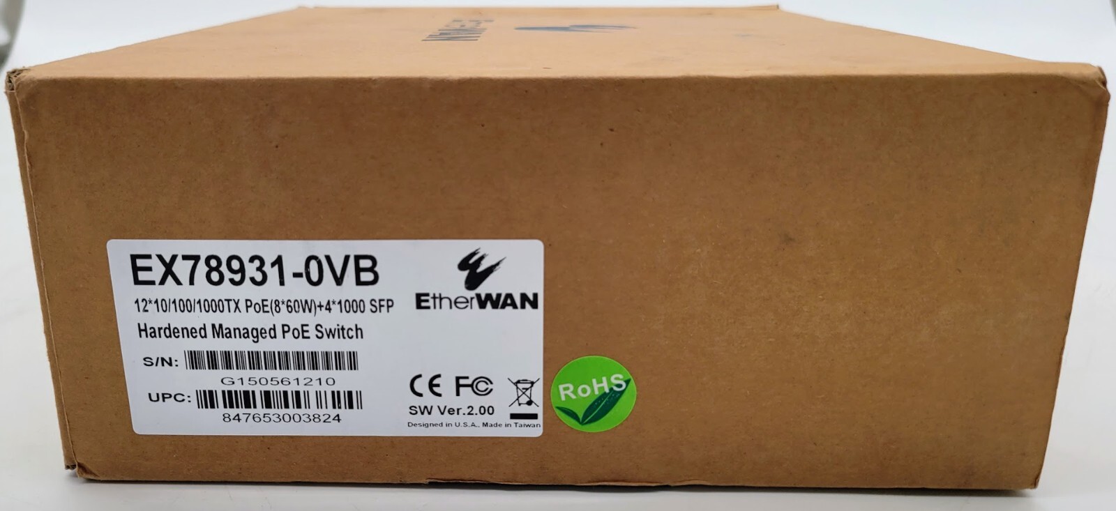 EtherWAN EX78931-0VB 12-Port Gigabit with 8-Port PoE + 4-Port Gigabit SFP Harden
