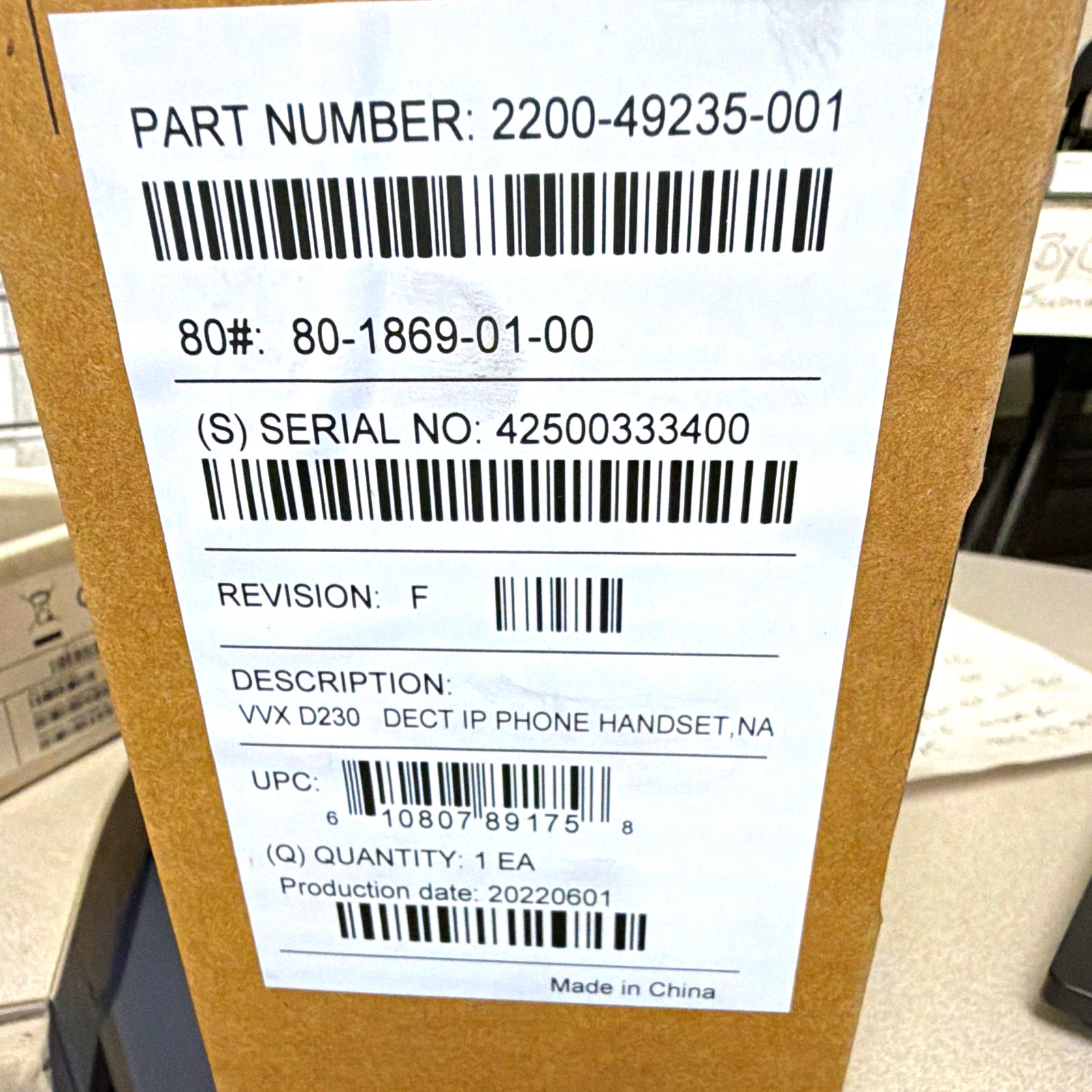 Poly VVX D230 DECT Wireless IP Phone Handset 1-Line Black MPN 2200-49235-001