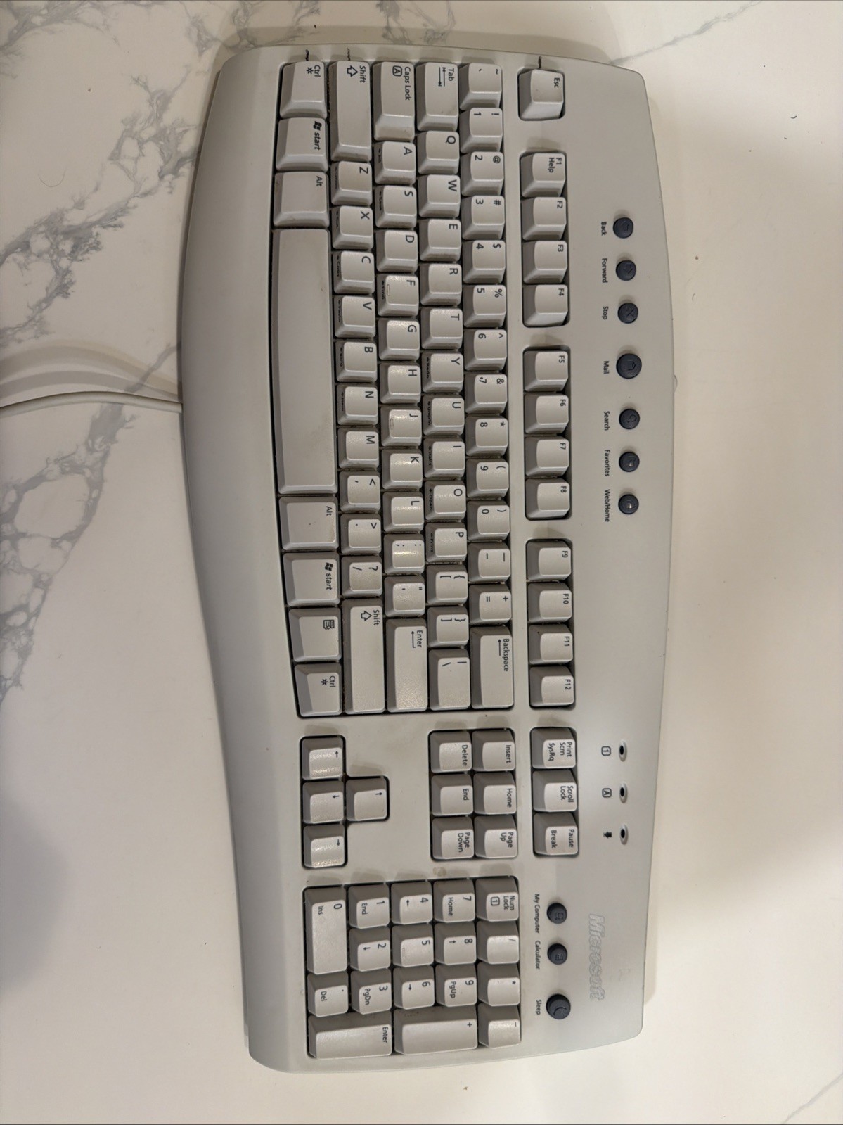 Vintage Microsoft Internet Keyboard RT9443 V 56TW PS/2 Wired White TESTED WORKS