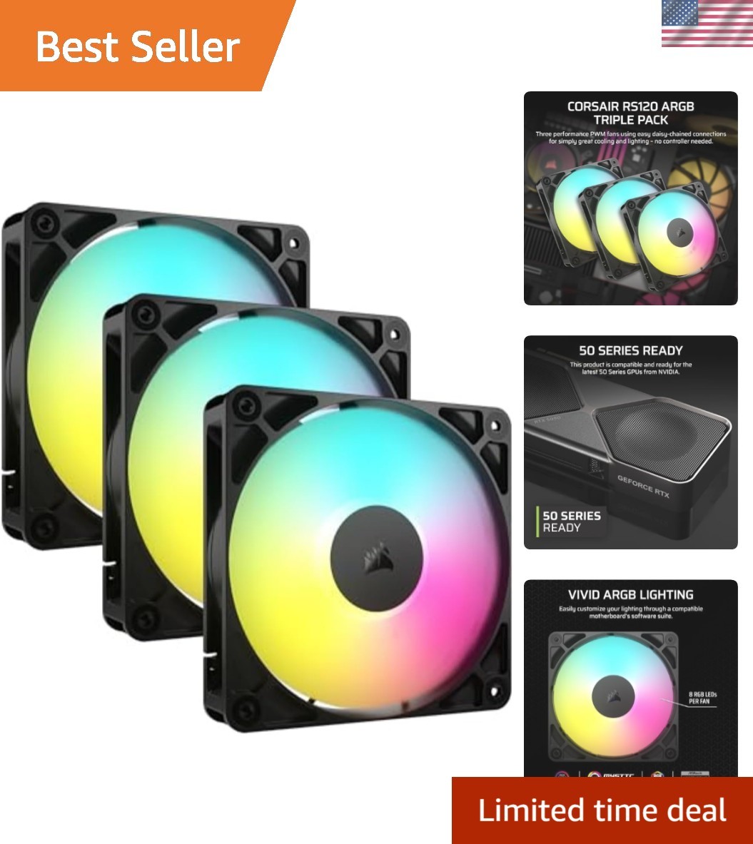 High-Performance ARGB 120mm Fans - RS120 PWM Triple Pack for Radiator Cooling