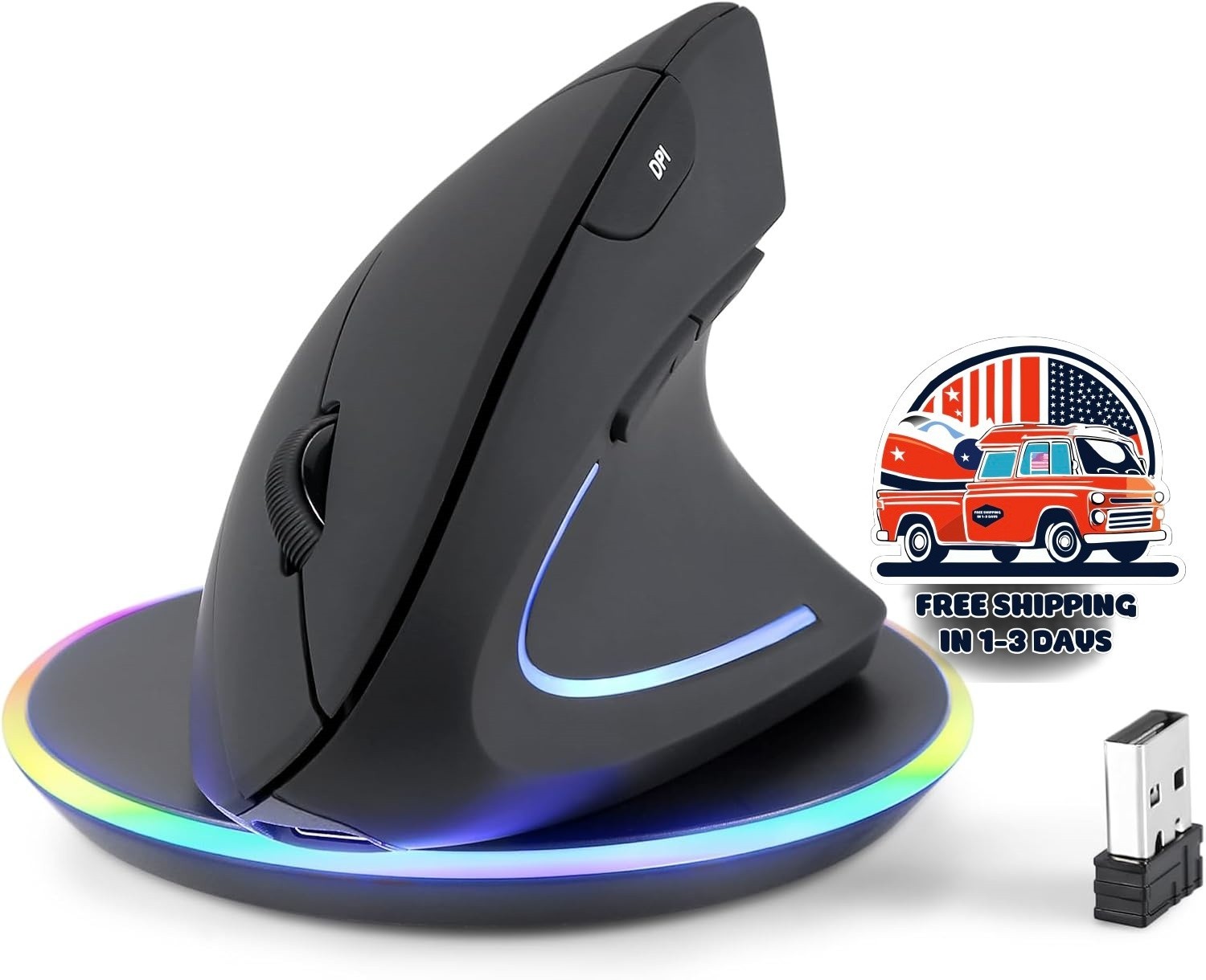 Ratón vertical inalámbrico recargable Diseño para diestros Diseño de 6 botones