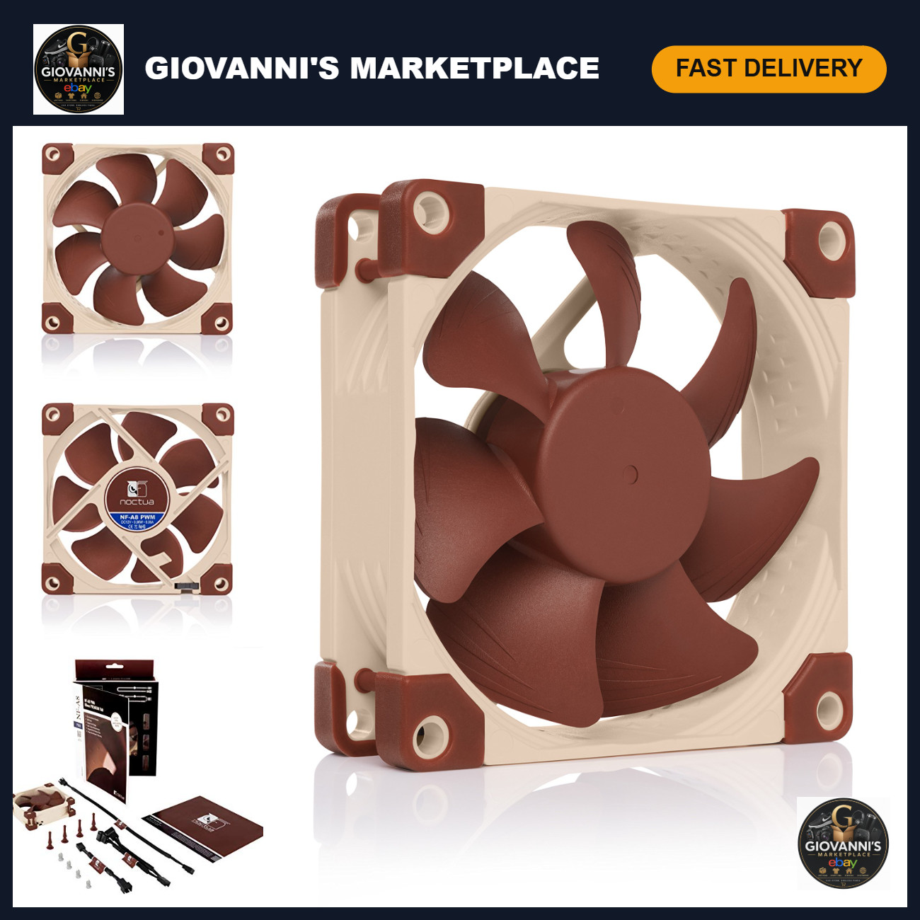 80mm High-Performance Quiet PWM Fan - No Noise, Efficient Cooling Solution