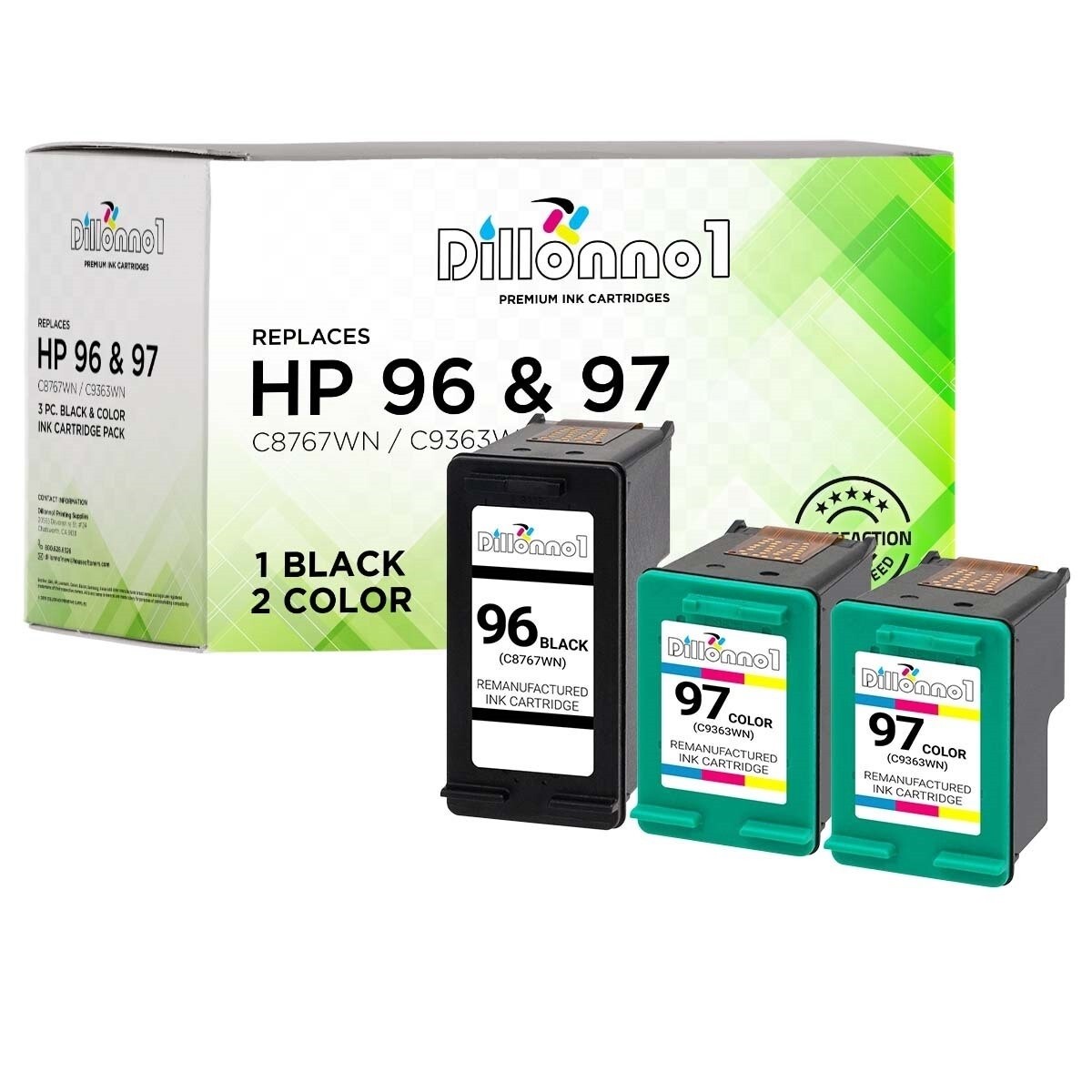 3PK Fits HP 96 Black Cartridge HP 97 Color Ink for HP Deskjet 6840dt PhotoSmart