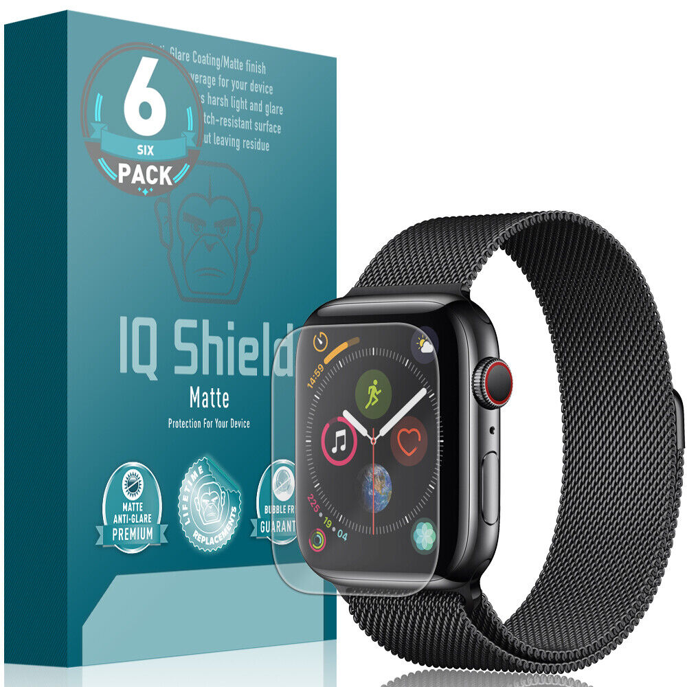 6x IQ Shield Anti-Glare Screen Protector Apple Watch Series 4 44mm Max Coverage