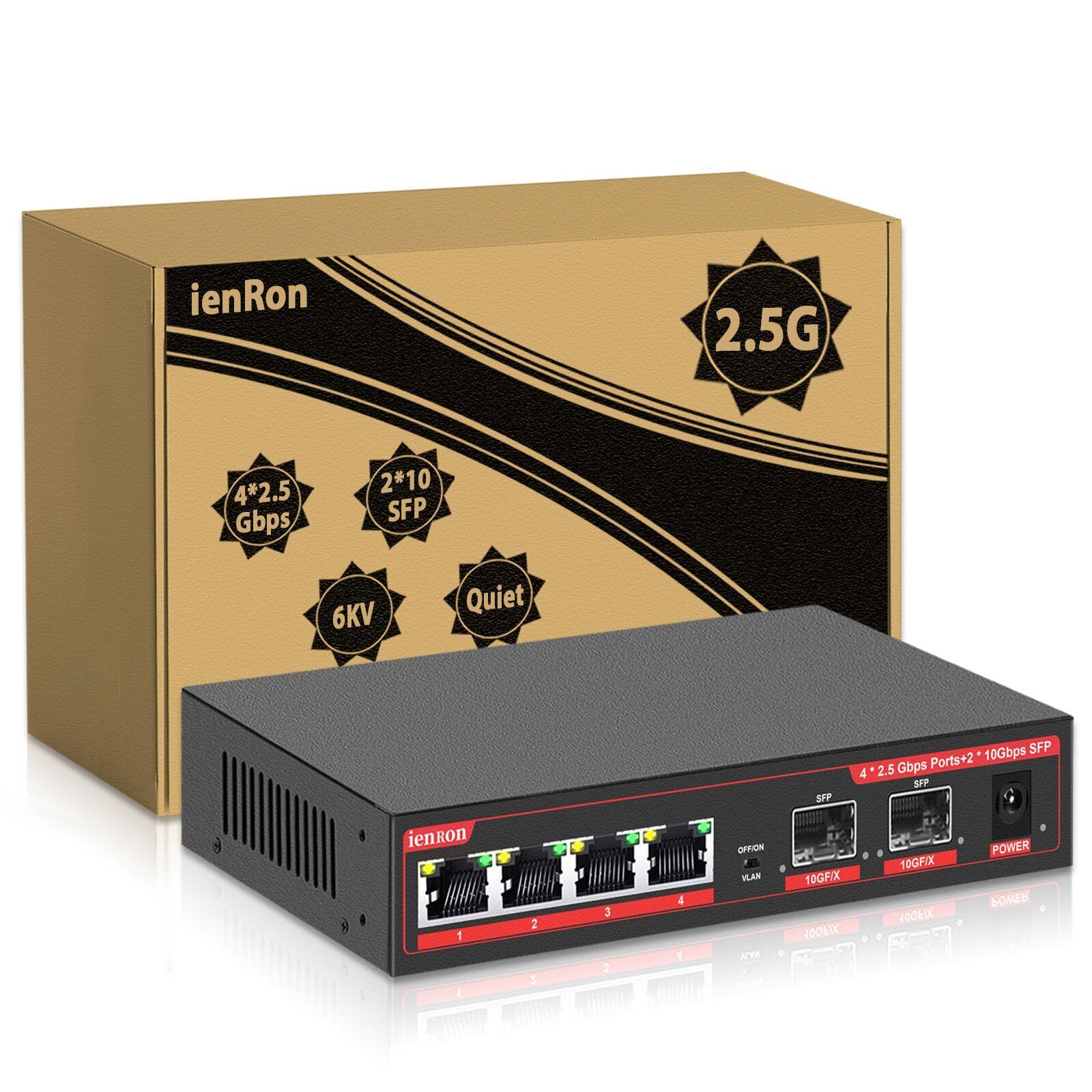 ienRon 6 Port 2.5G Unmanaged Ethernet Switch
