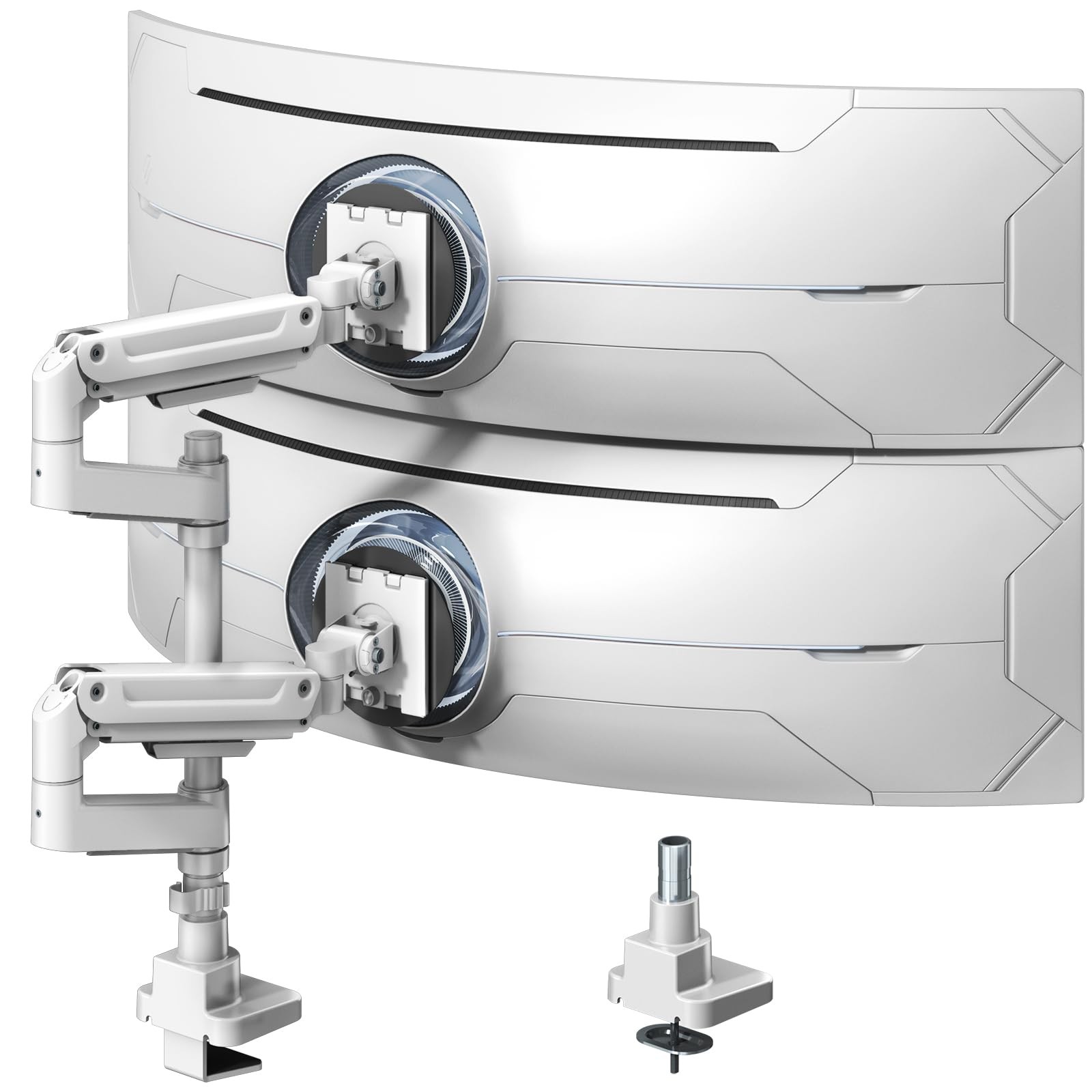 Heavy Duty Dual Monitor Arm for 17-49" Screens, Vertical Stack, 44lbs