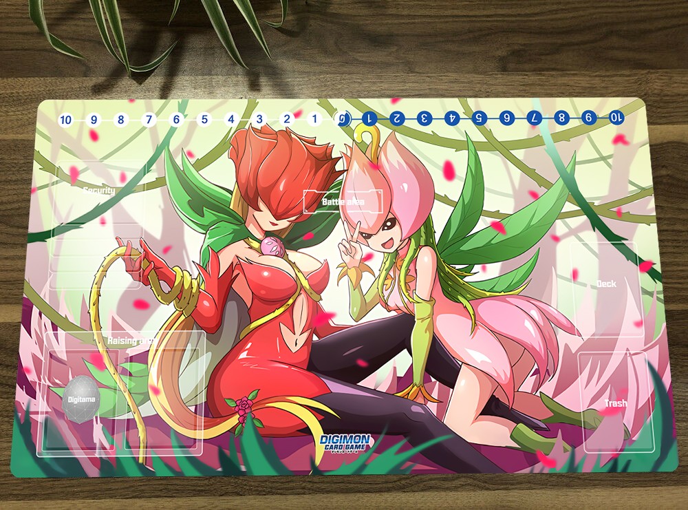 Digimon Table Playmat Lillymon Rosemon TCG CCG Mouse Pad Trading Card Game Mat
