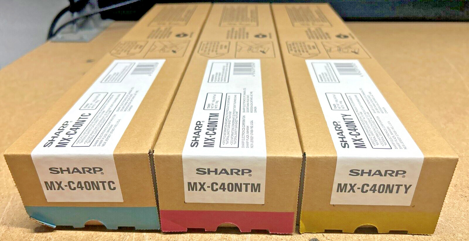 Set of Genuine Sharp MX-C40NTC Cyan MX-C40NTM Magenta MX-C40NTY Yellow Toners