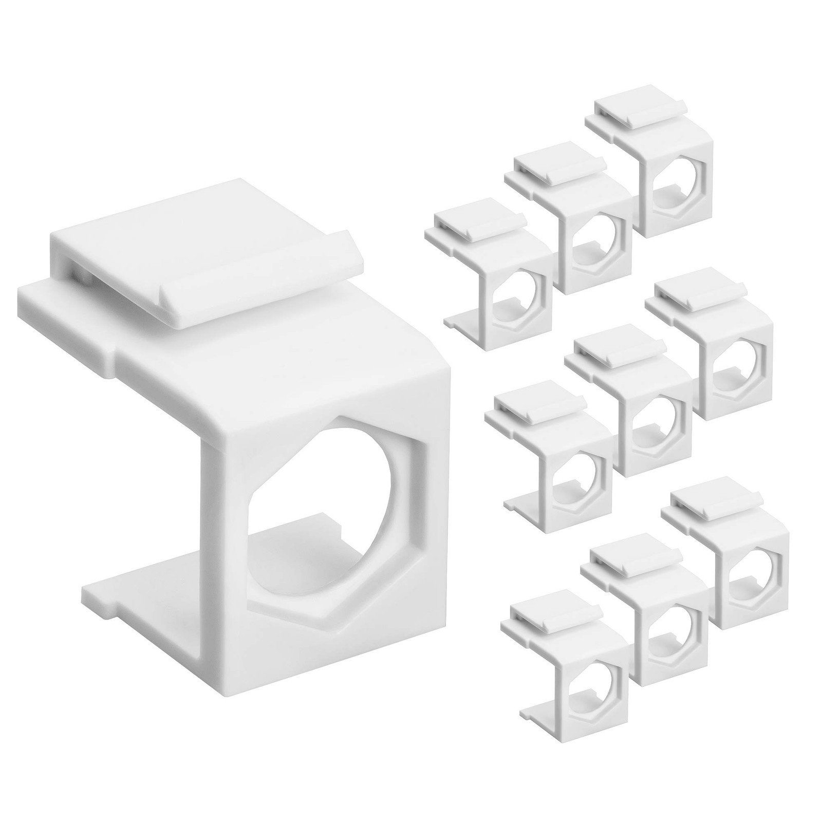 Pack of 10 White F Type Keystone Jack Inserts Durable Snap In Design