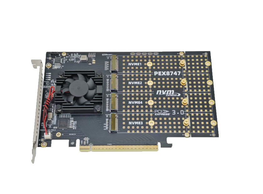 PLX8747 PCIe 3.0 x16 to 4-Port M.2 NVMe SSD Switch Adapter Card