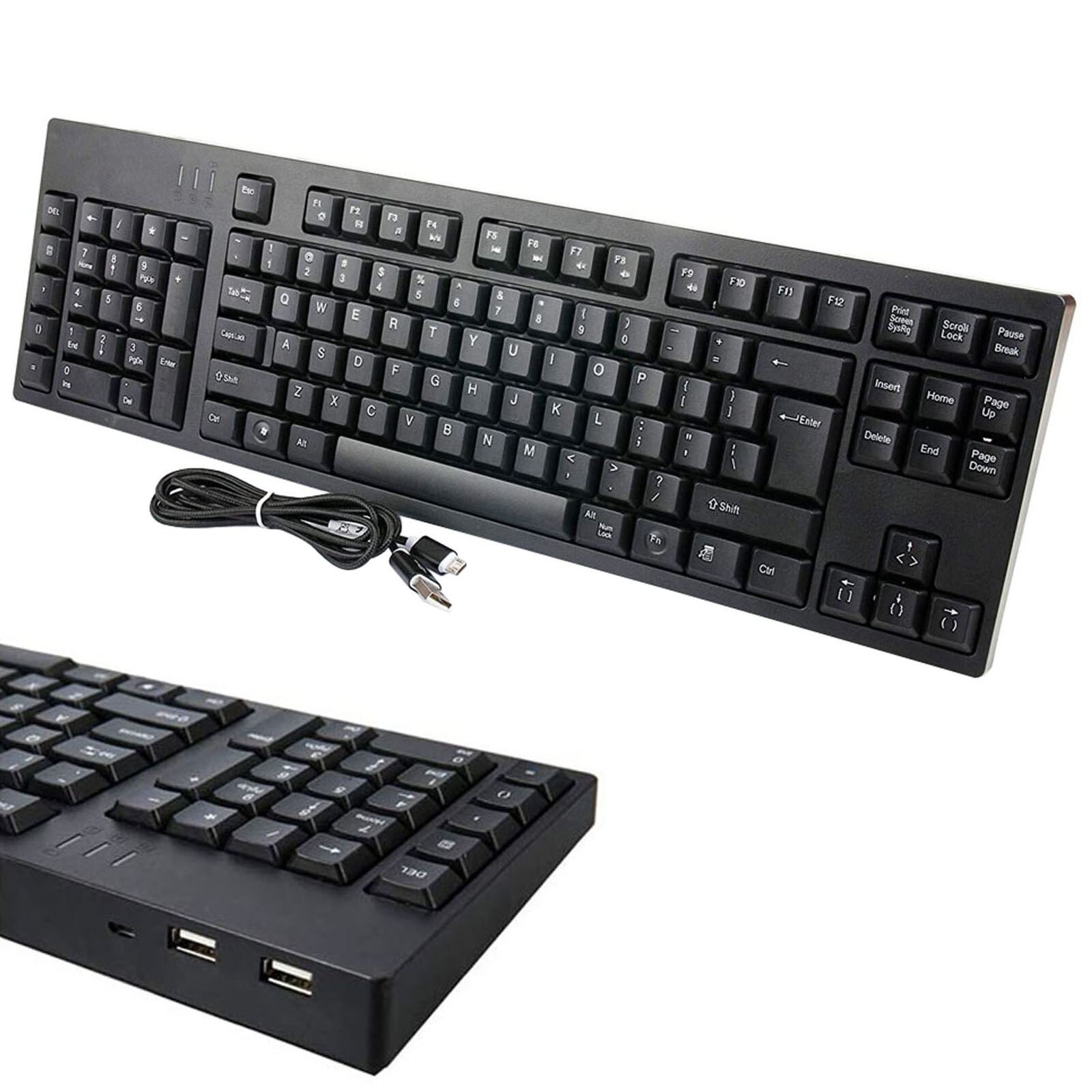 Left Handed 109 Keys Full Size 2x USB HUB Mechanical Keyboard for PC Computer