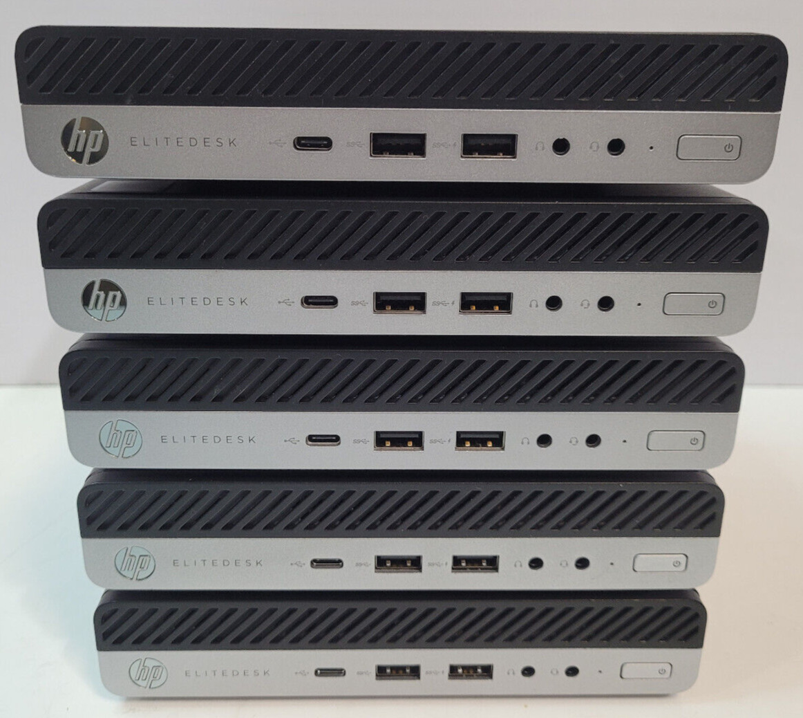 Lot of (5) HP EliteDesk 800 G3 DM Micro PC 2.5GHz Core i5-6500T 8GB RAM No HDDs