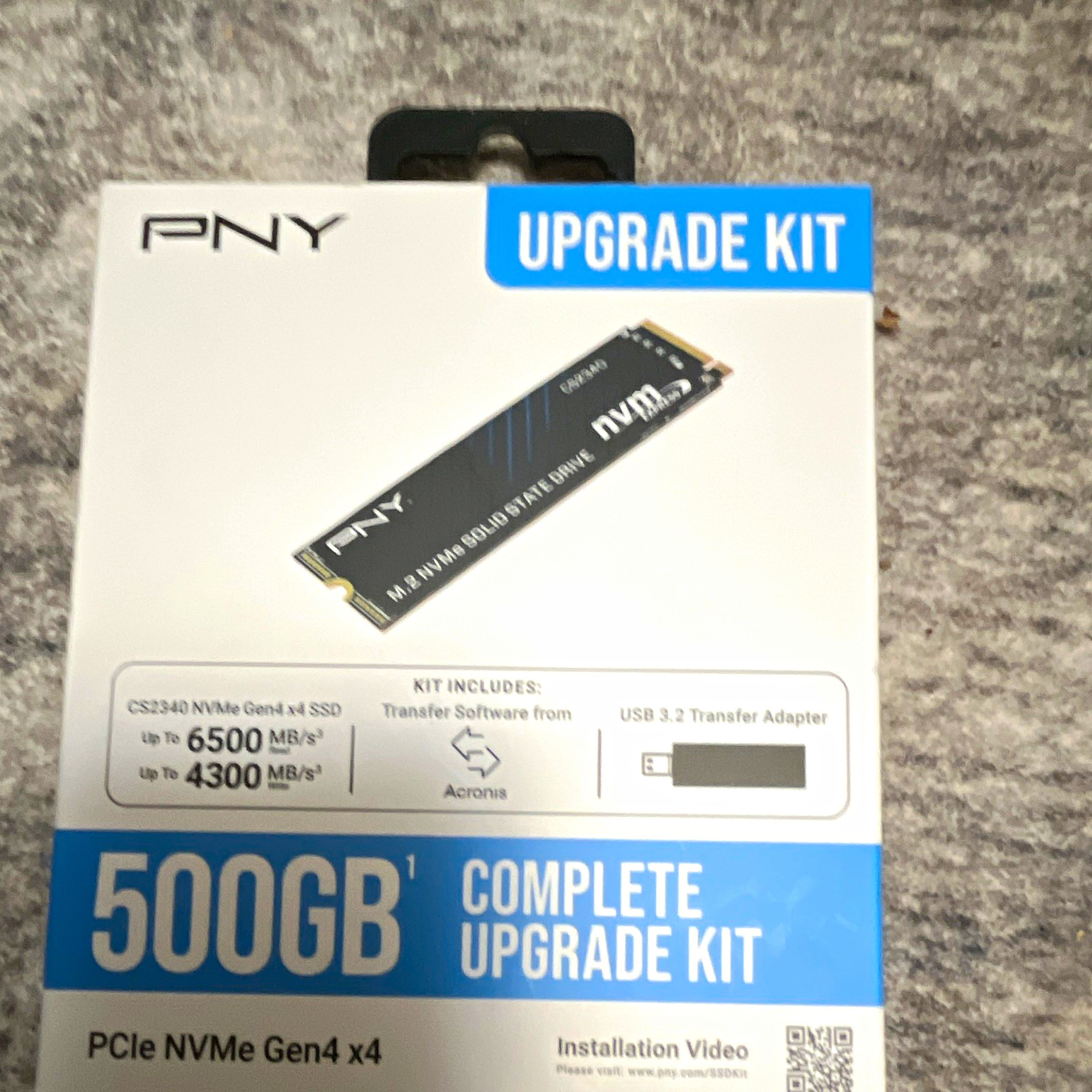 PNY CS2340 500GB M.2 2280 NVMe PCIe Gen4x4 SSD Kit USB 3.2 Adapter