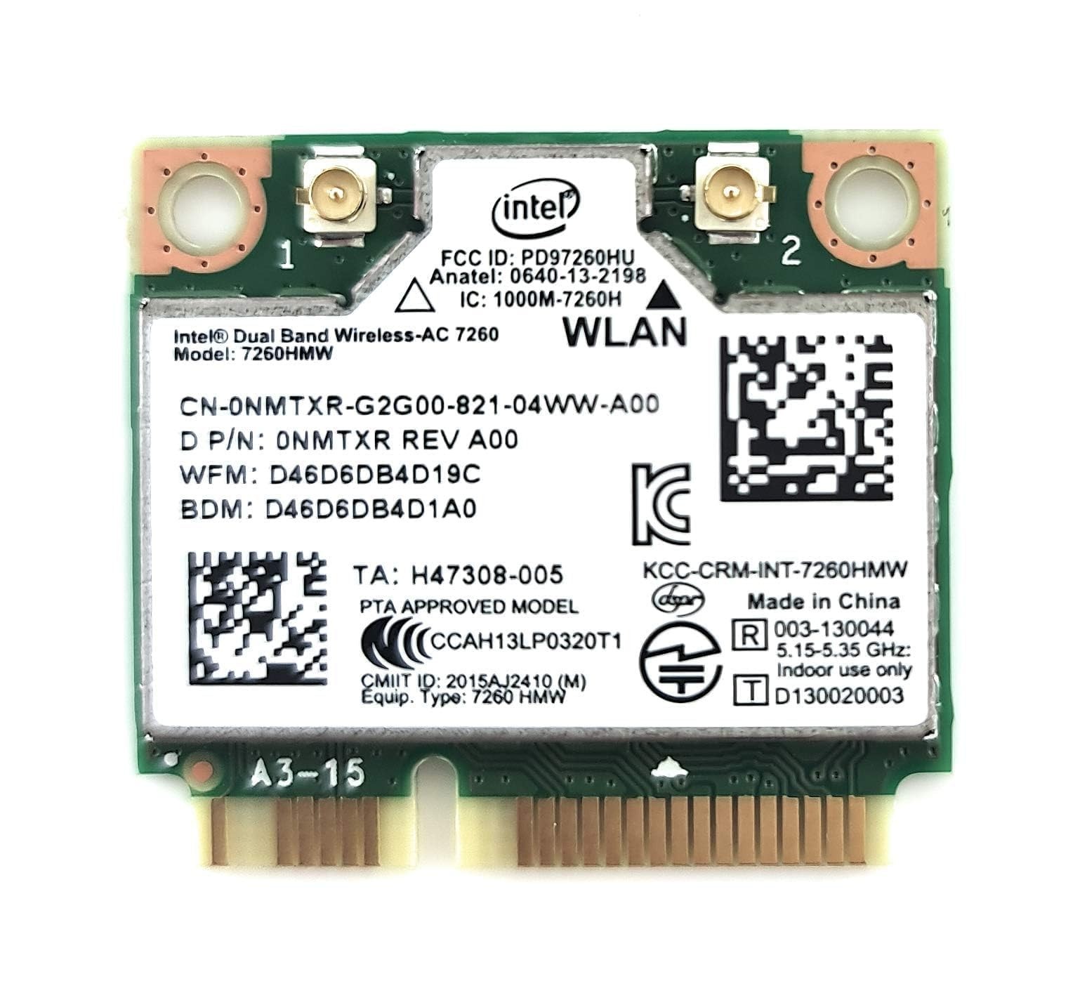 7260.HMW Dual Band Wireless-AC 7260 Network Adapter PCI Express Half Mini
