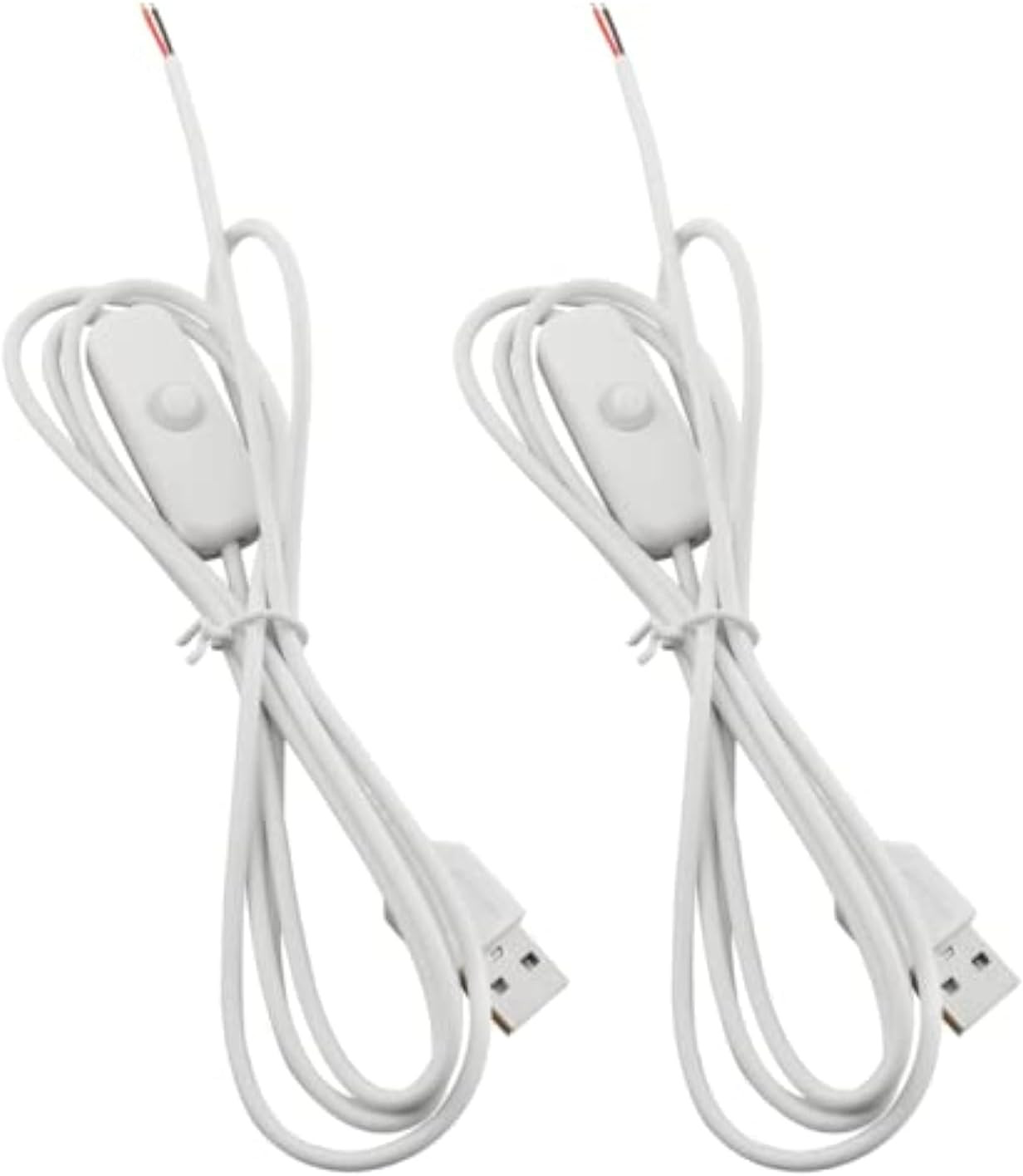 USB Cable with On/Off Switch 2PCS 1.5M USB Male to DC 2 Pin Wire Push Button Swi