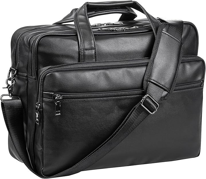Leather Laptop Bag,Men's 17.3 Inches Messenger Briefcase Business Computer Sa...
