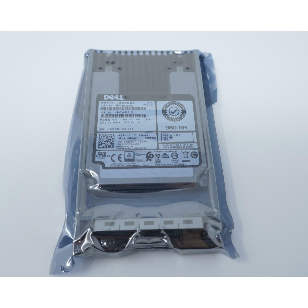 0MWGK7 MWGK7 Dell 960GB 2.5" SAS 12G MLC RI SSD PX05SRB096Y SDFAM82DAB01 Gen13