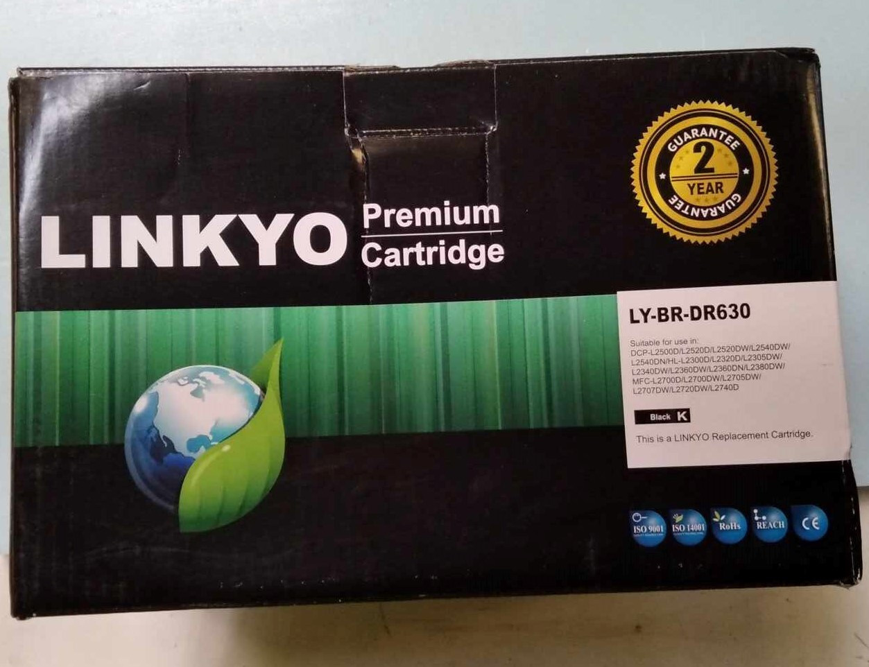 (2 Pack) LINKYO Compatible Drum Unit Replacement for Brother DR630 DR-630 Black