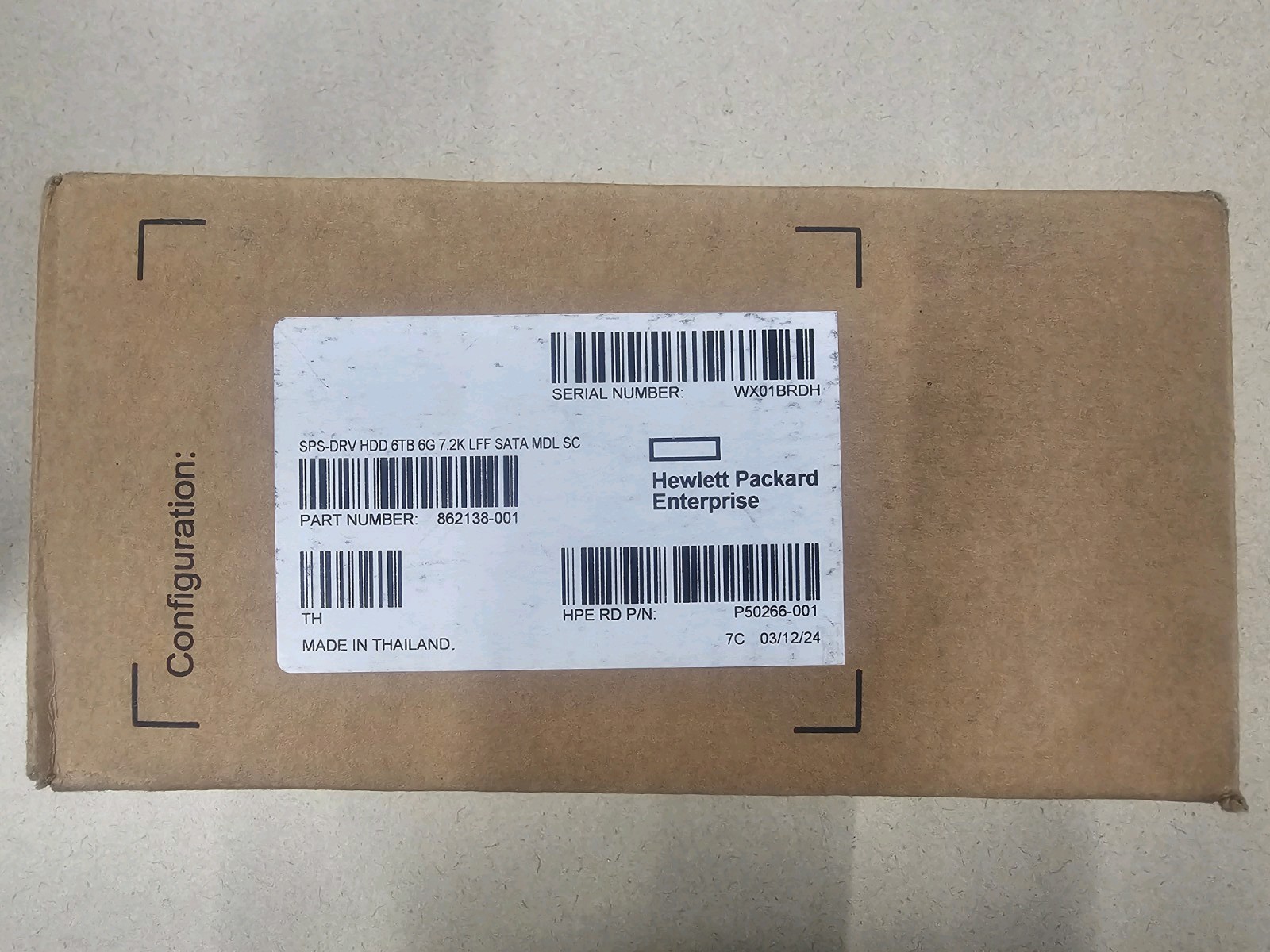 862138-001 HPE 6TB 6G SATA 7.2K 3.5" LFF SC 512e Hard Drive HDD 861750-B21 