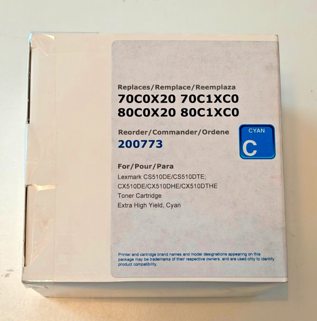 Compatible Lexmark 70C0X20 80C0X20 Cyan Extra High Yield Toner CS510 CX510