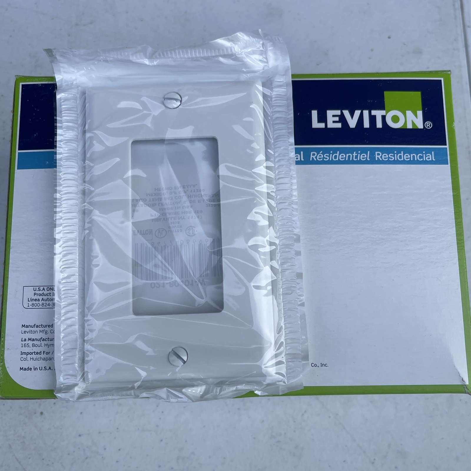 LEVITON 80401-W 1-GANG DECORA GFCI DEVICE WALLPLATE FACEPLATE, 20 PACK