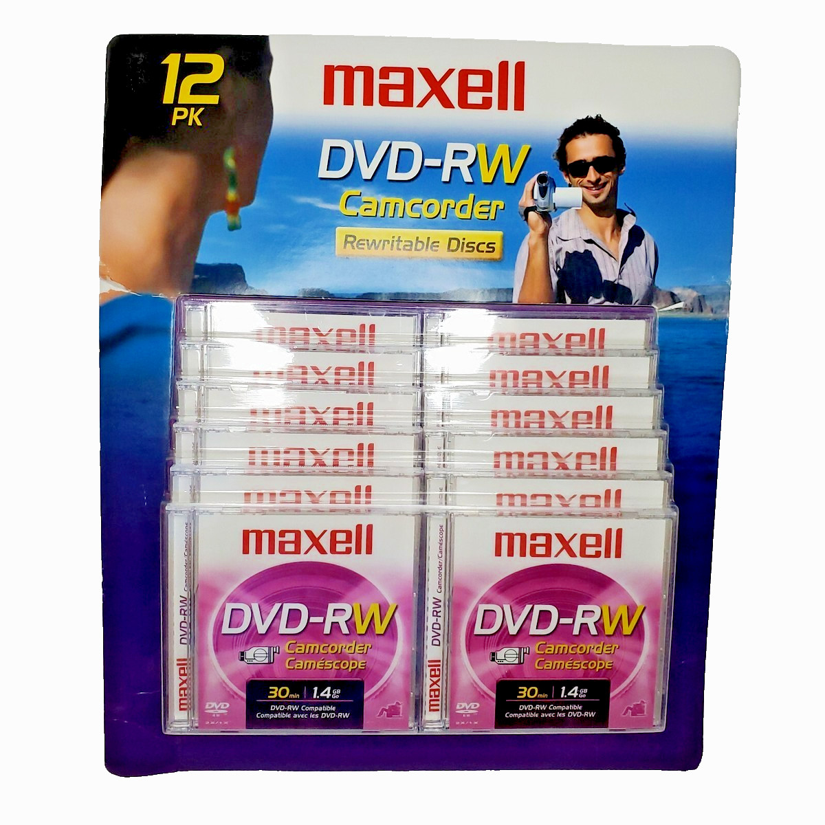 Maxell DVD-RW Camcorder Rewritable Discs 12 Pack 1.4GB 30 min BRAND NEW