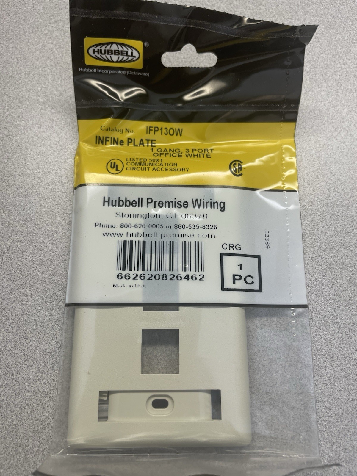 Lot of (19) Hubbell 1 Station Plate 1 Gang, 3 Port White IFP13W  New Sealed