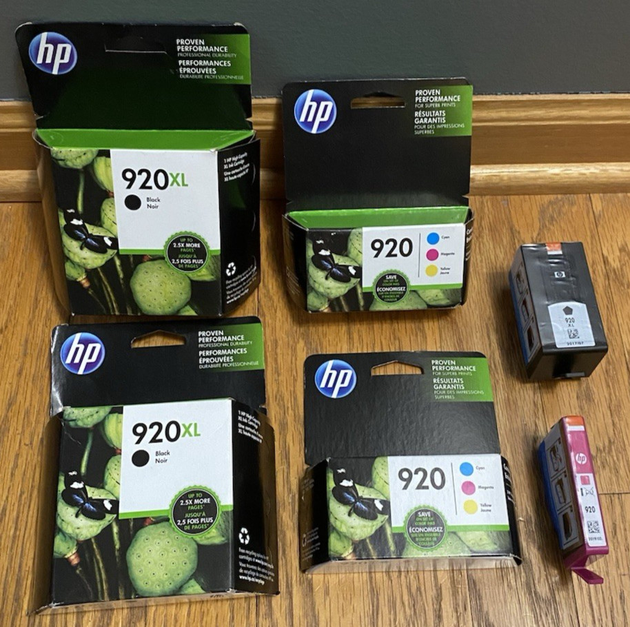 HP 920 920XL Color Black Printer Ink Cartridges Lot 6 Sealed Exp 2019 2000