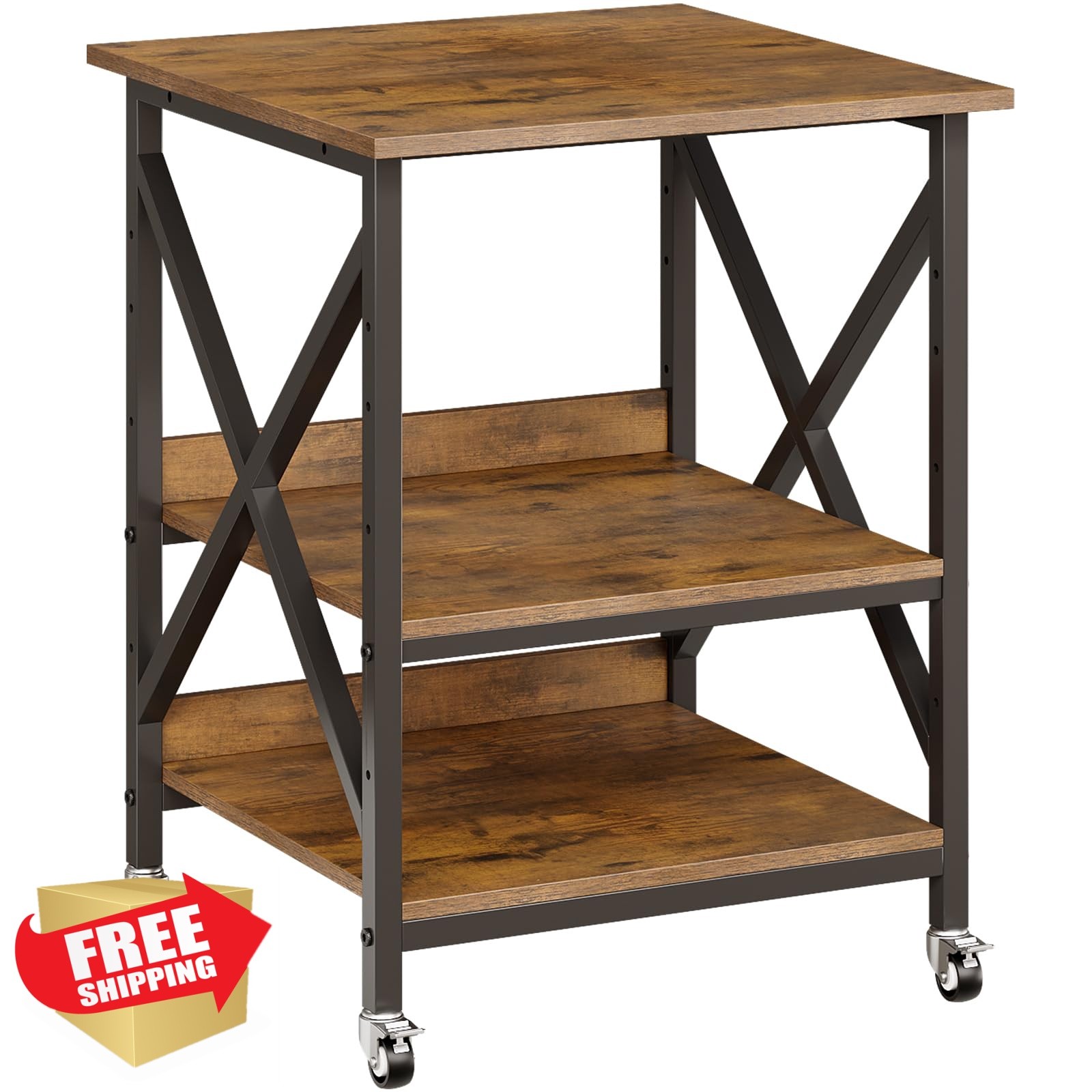 VENNQD 23.6 x 23.6 x 30.3 Inches Printer Stand, Large Printer Table with Adju...