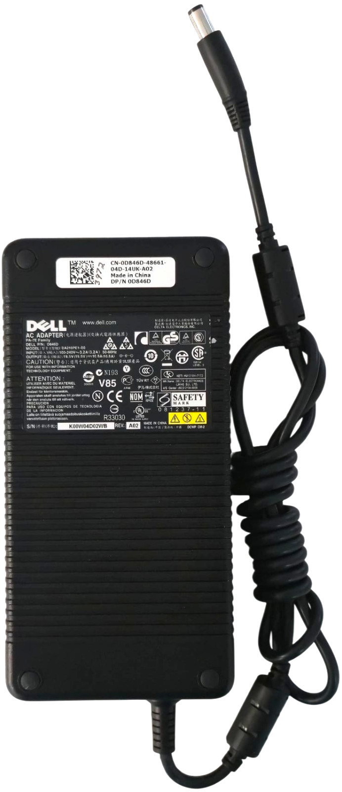 0D846D OEM For Dell DA210PE1-00 210W 19.5V 10.8A AC Adapter Laptop Charger