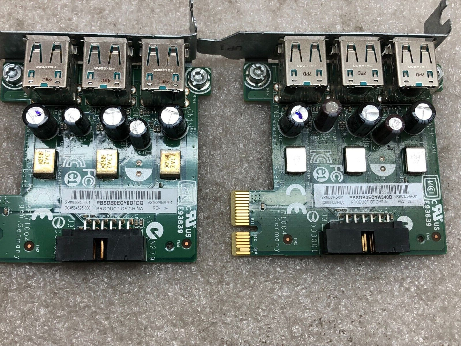 LOT OF 2 - HP rp5800 3-Port, 12v, USB Card 640269-001 640274-001 