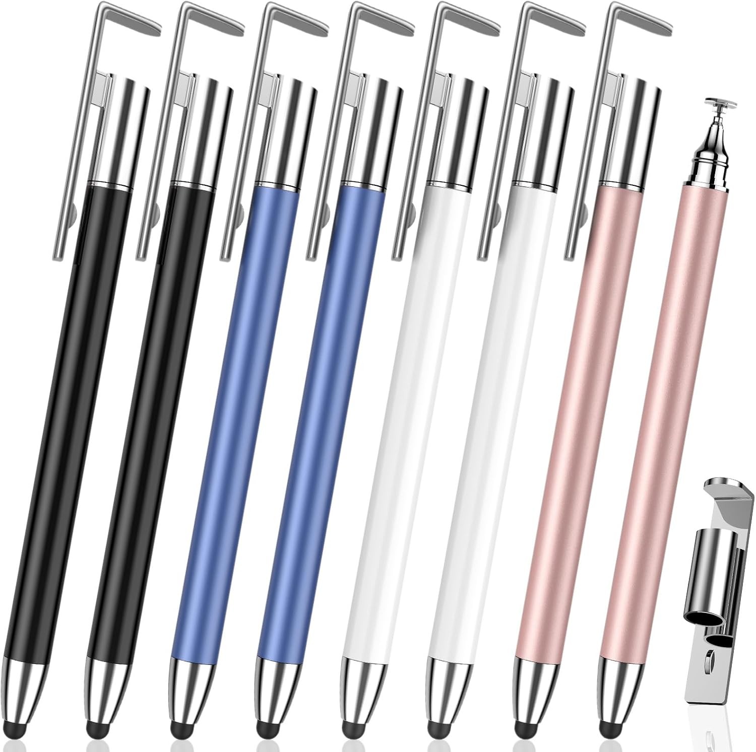 3-in-1 Stylus Pen for Touchscreen, 8-Pack Stylists Pens with Cap and Stand