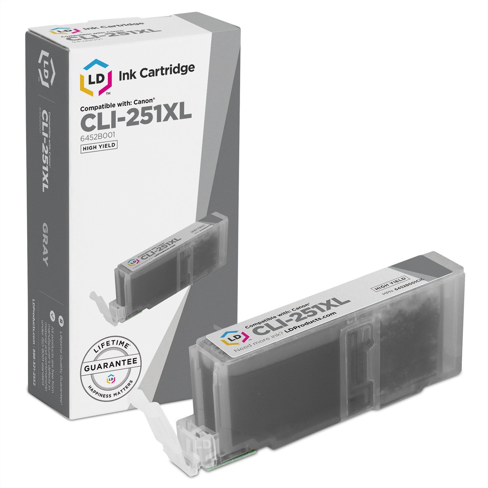 LD 6452B001 CLI251XLGY CLI251 Gray Ink Cartridge for Canon Printer