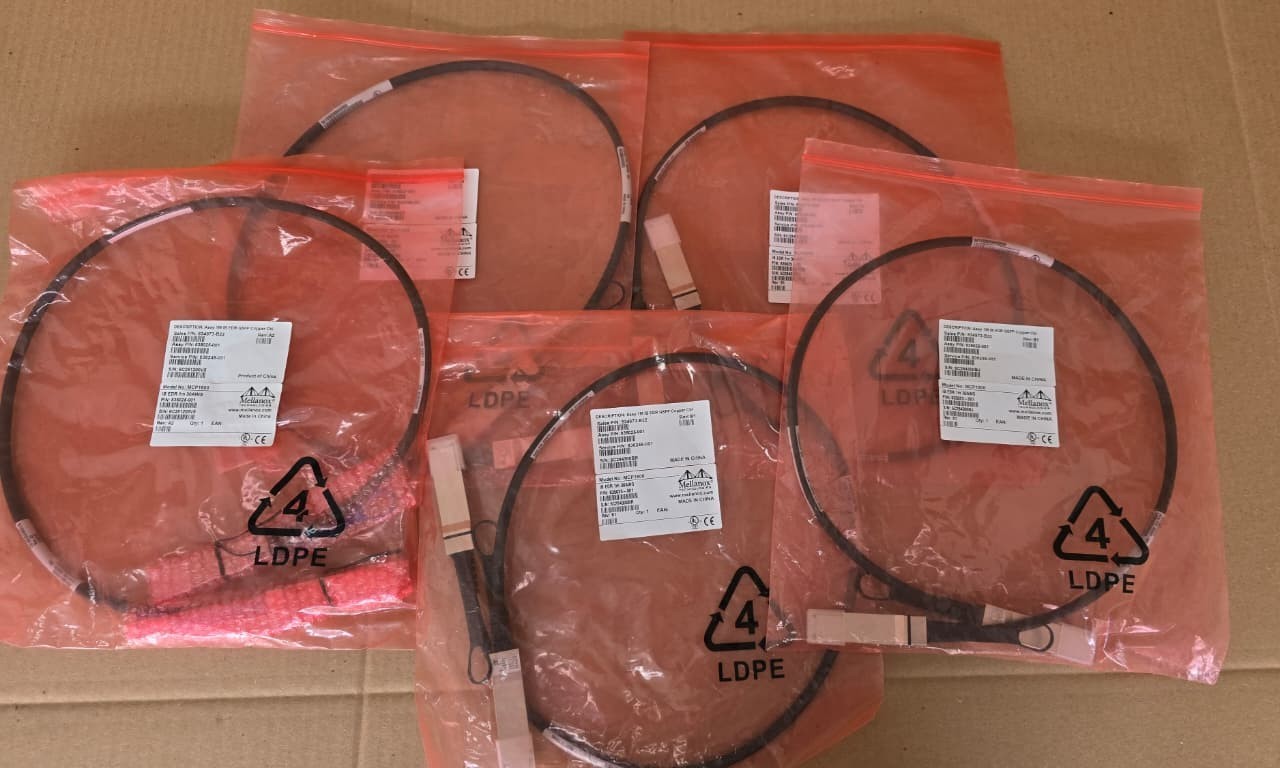 Lot of 5 Mellanox 834973-B22 1m InfiniBand EDR QSFP Copper Cable 835025-001