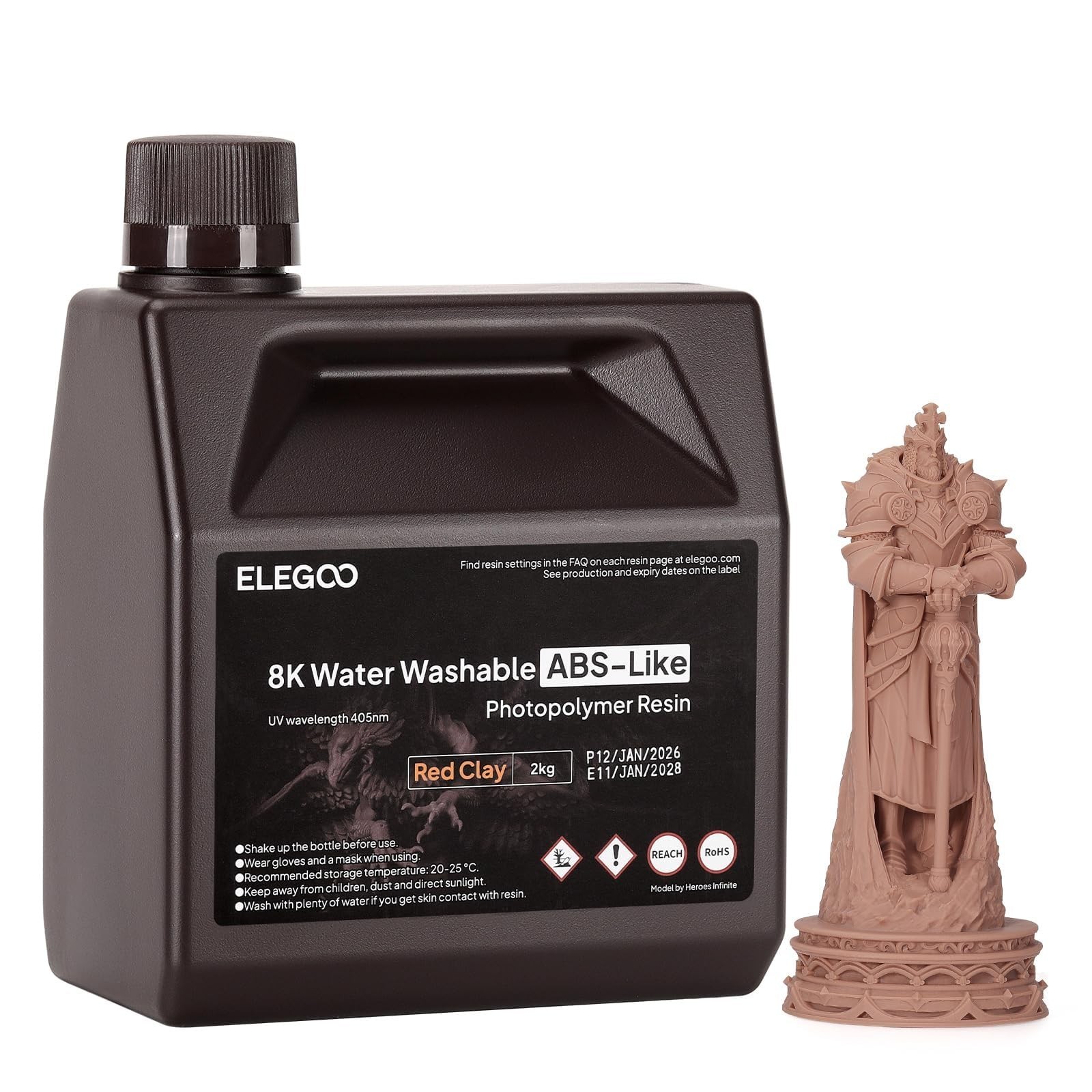 8K Water Washable ABS-Like Resin for 3D Printing, Low Odor, High Toughness, 2000