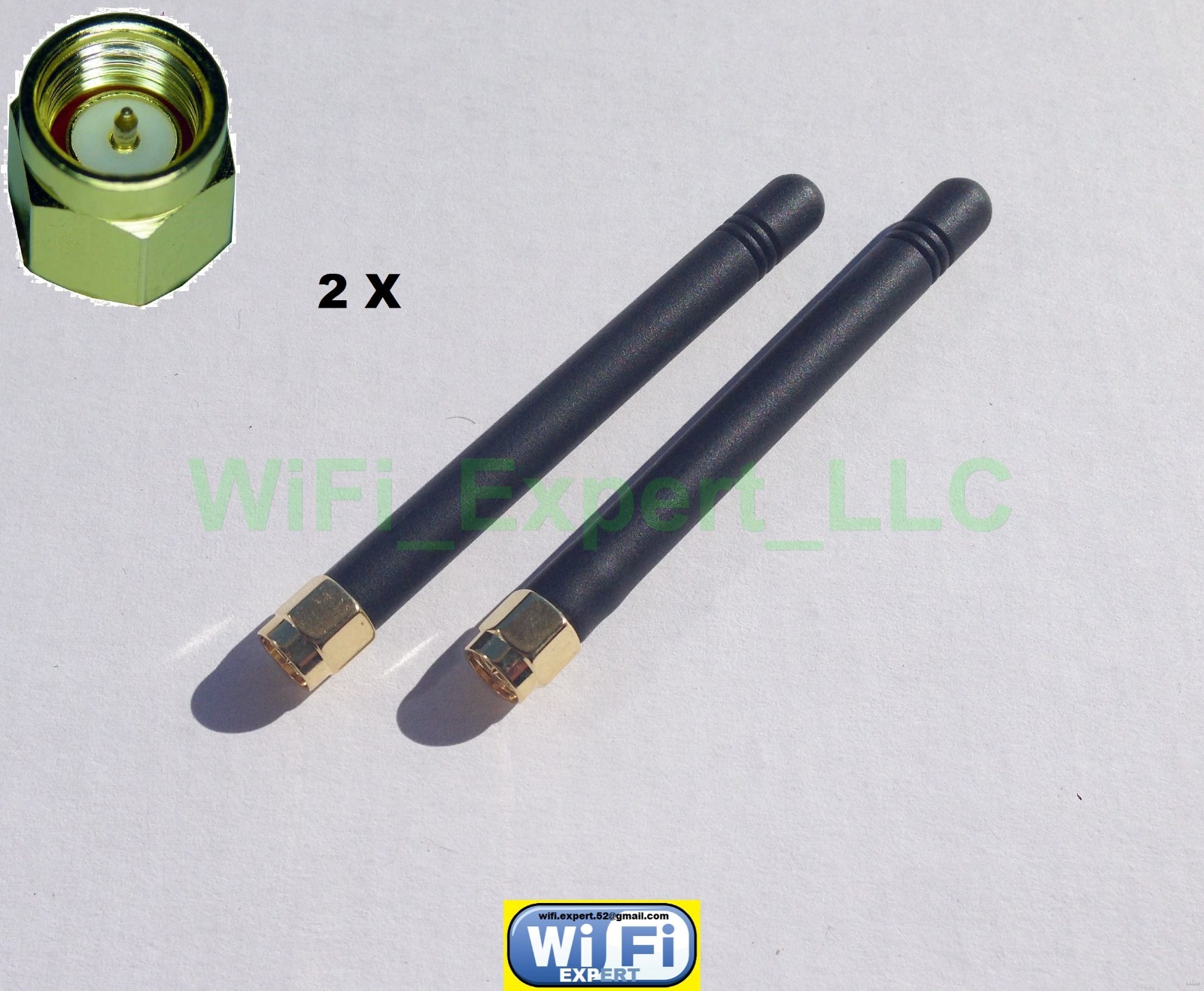 2 x HIGH GAIN 2dBi 900/1800 MHz SMA Male Plug Straight GSM GPRS Antenna 3" USA