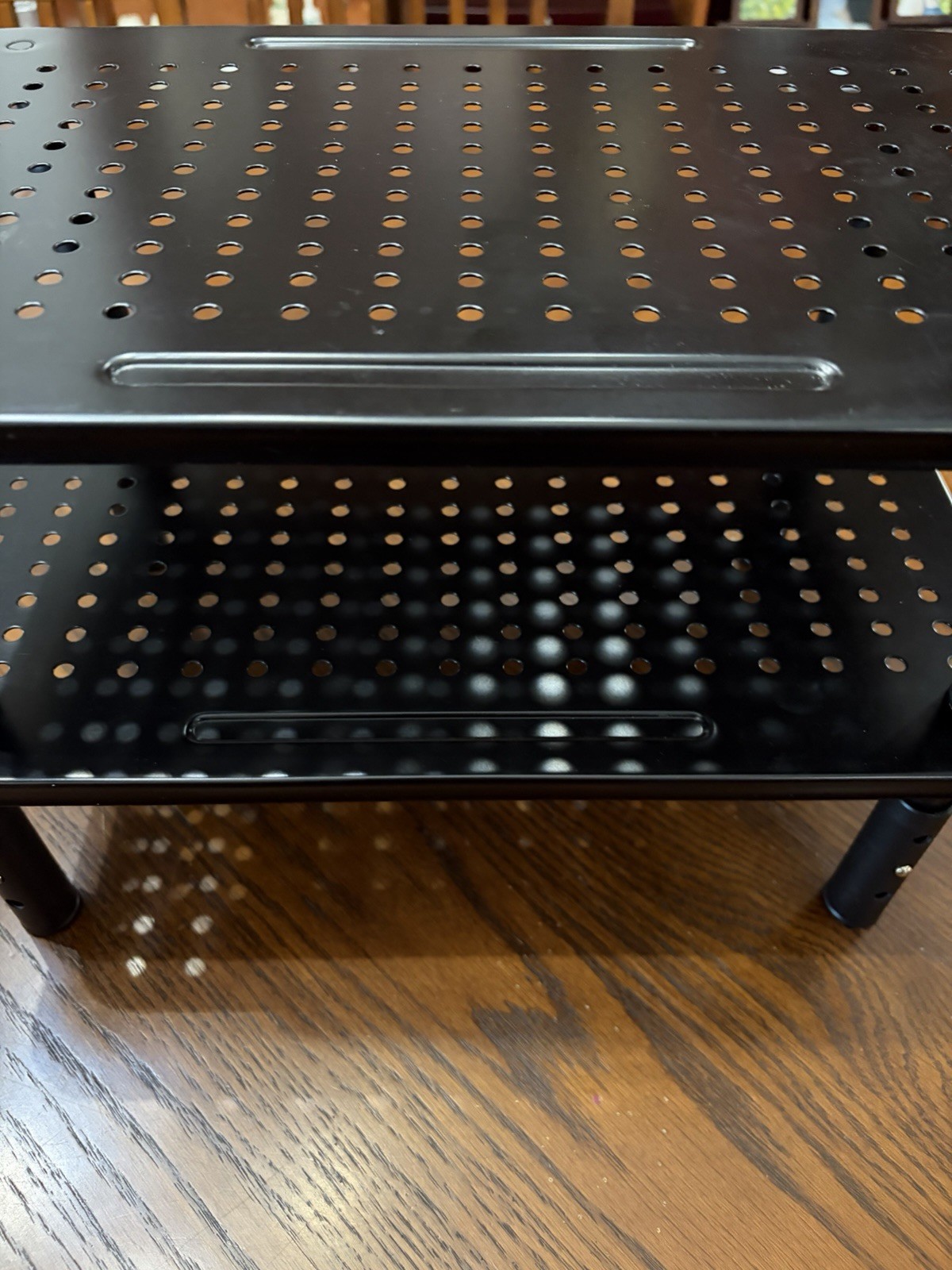 Monitor Stands Black Metal 14x9 with Adjustable Legs Set of 2