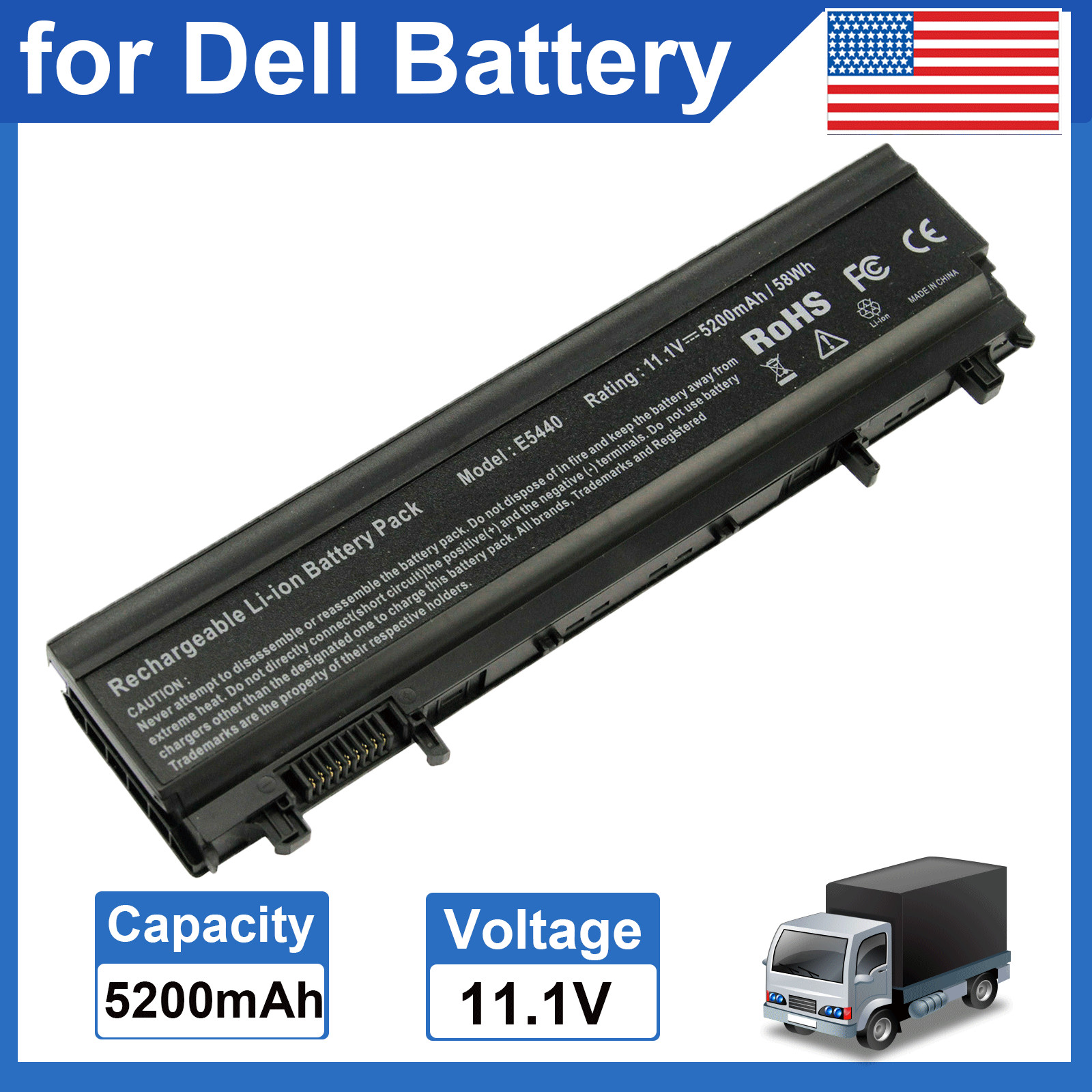 Replacement Battery For Dell Latitude E5440 E5540 VVONF VJXMC N5YH9 5200mAh NEW