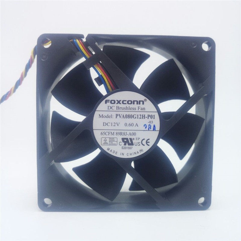 1PCS Foxconn PVA080G12H-P01 80x80x25mm 12V DC 0.60A 4-pin PWM Cooling Fan