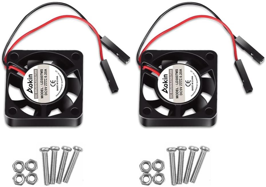 2Pcs 3007 Fan for Raspberry Pi 5 30x30x7mm Cooler Brushless Black-2pcs 